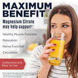 KAL Magnesium Citrate Powder scoop in a glass of water