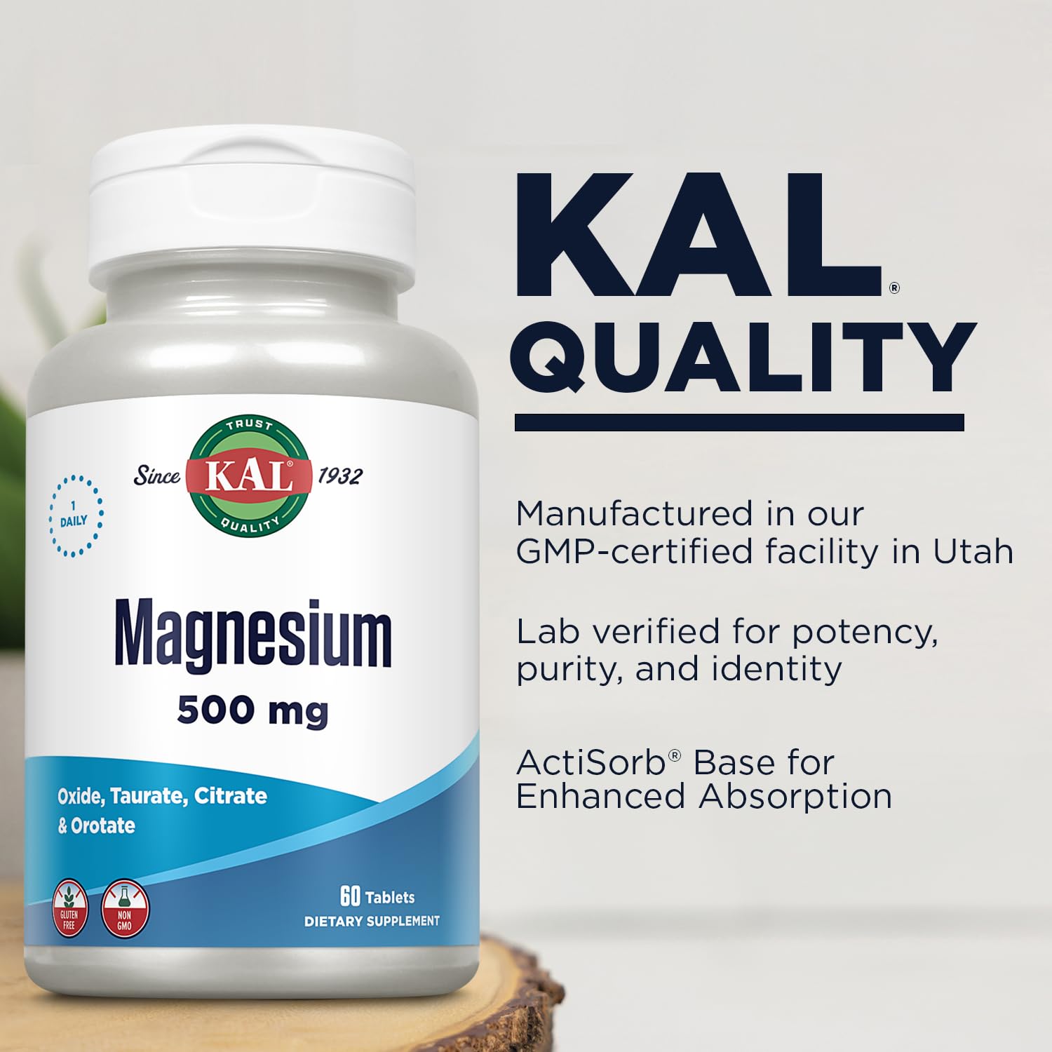 KAL Magnesium Complex 500mg supplement tablet close-up