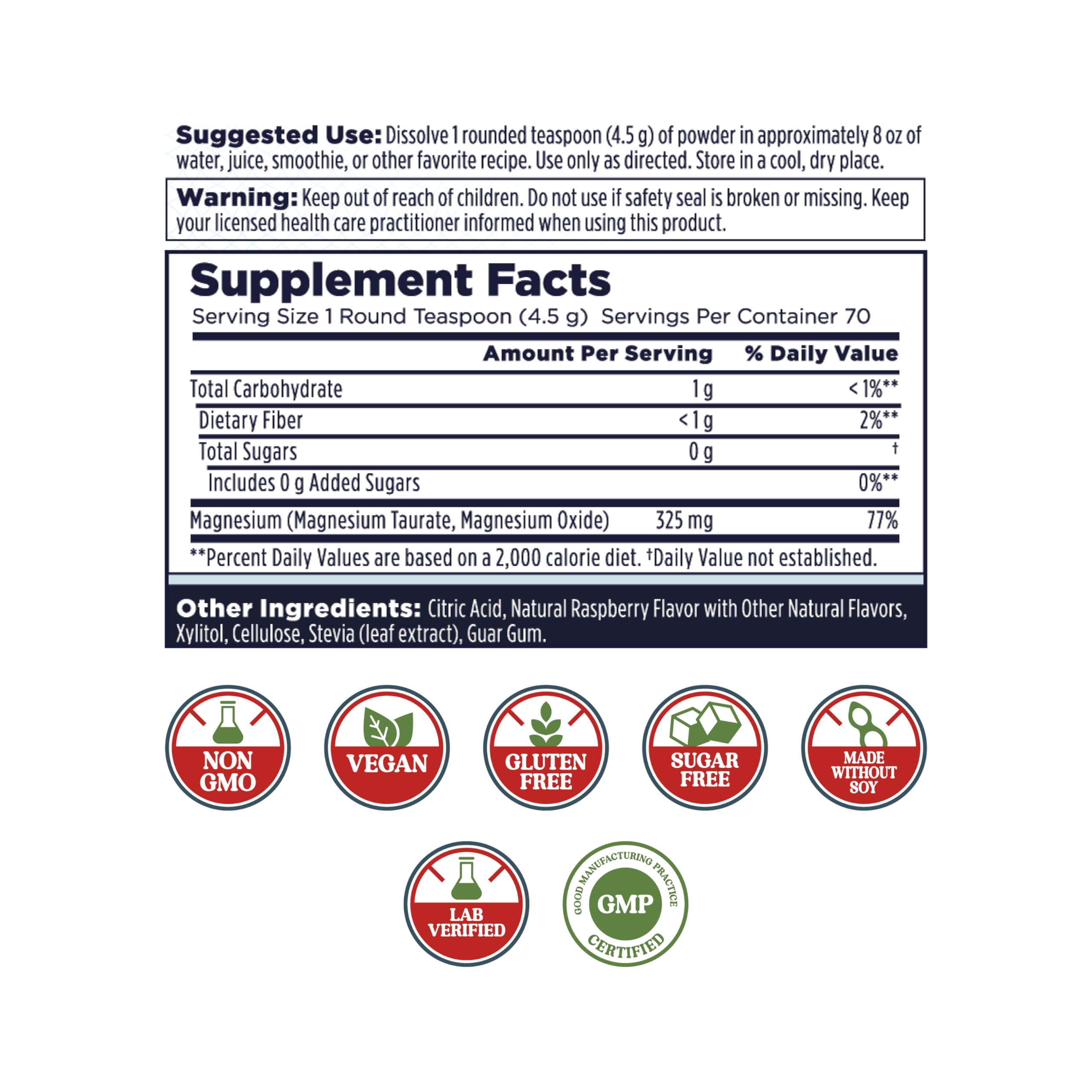 KAL Magnesium daily wellness Support Drink Mix 340g packaging