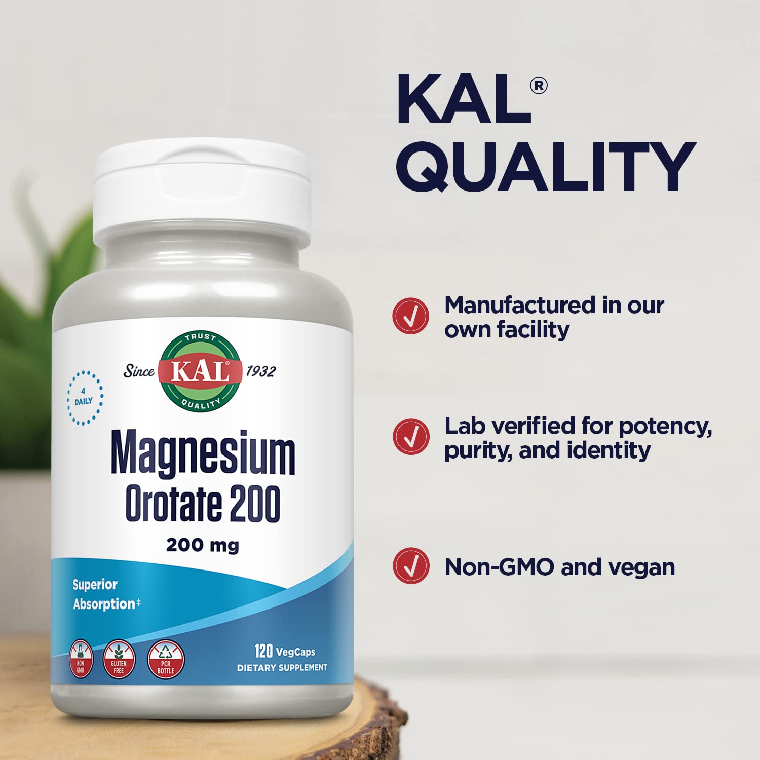 KAL Magnesium Dietary Supplement opened container with capsules