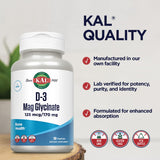 KAL Magnesium Glycinate bottle on a wooden table