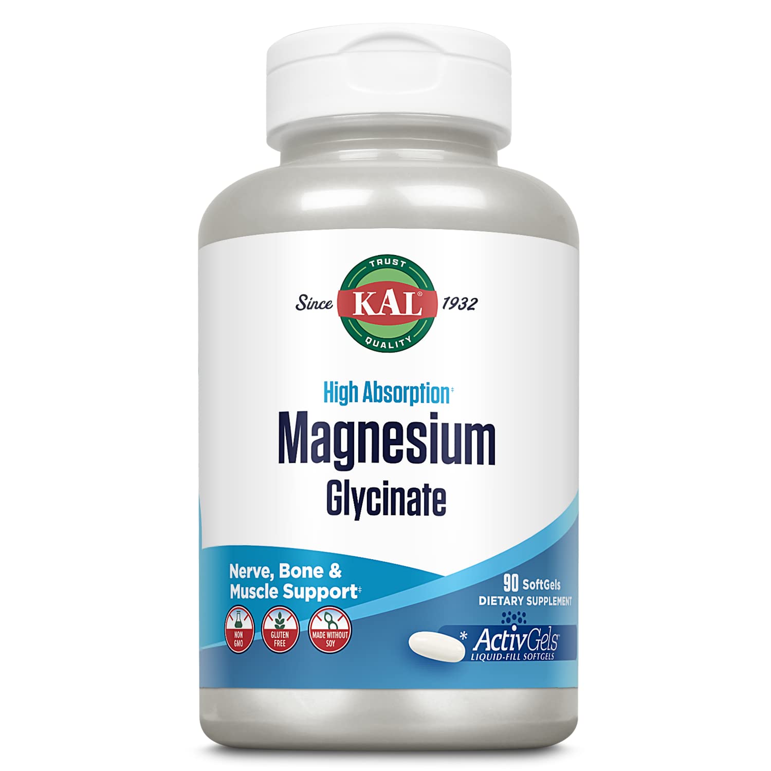 KAL Magnesium Glycinate Supplement 259g front view