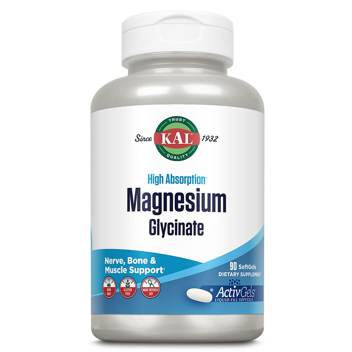 KAL Magnesium Glycinate Supplement 259g front view
