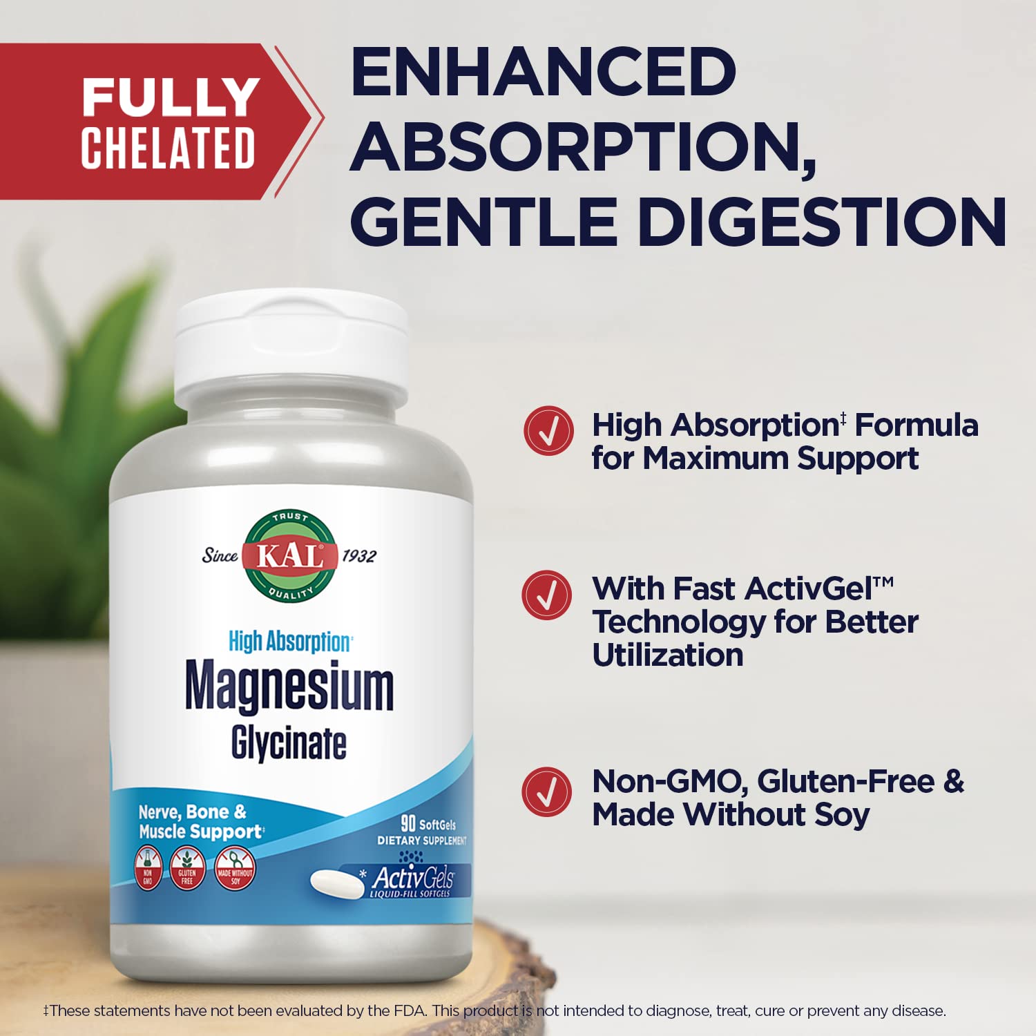 KAL Magnesium Glycinate Supplement 259g packaging