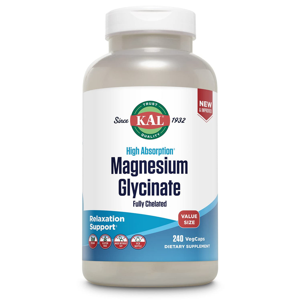 KAL Magnesium Glycinate Supplement 286g front view