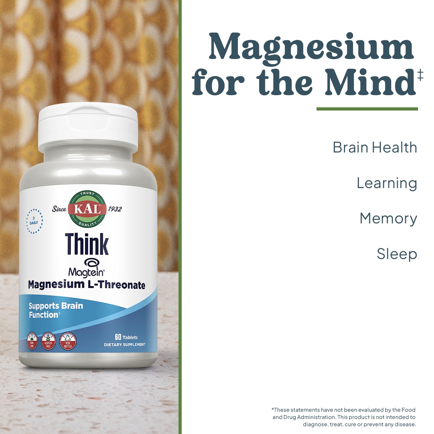 KAL Magnesium L-Threonate supplement bottle with label