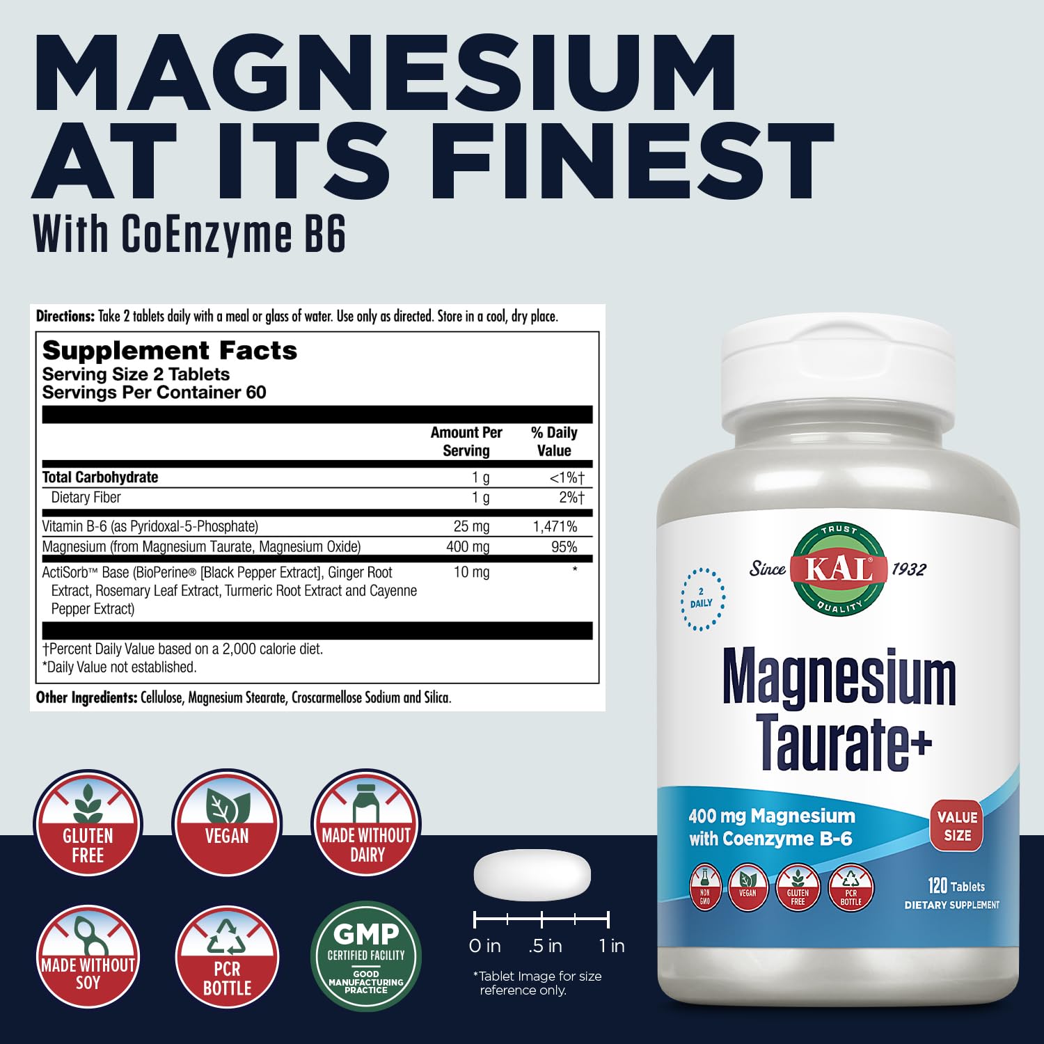 KAL Magnesium Taurate Complex Plus 180g side view