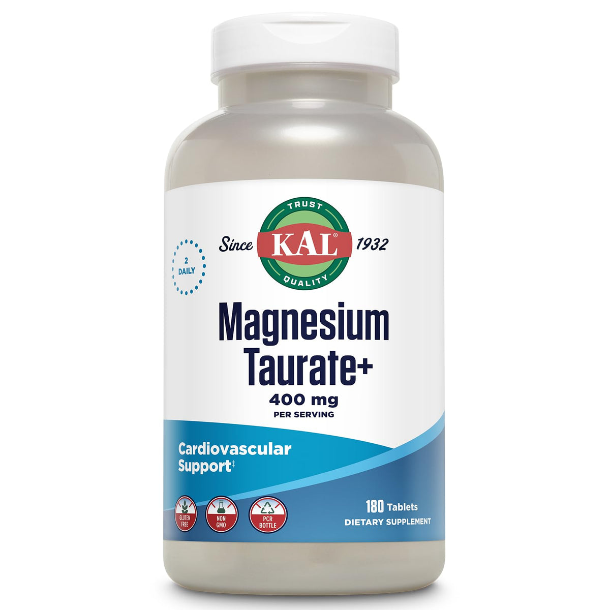 KAL Magnesium Taurate Plus 400 tablets front view