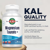 KAL Magnesium Taurate Plus 400 tablets ingredients list