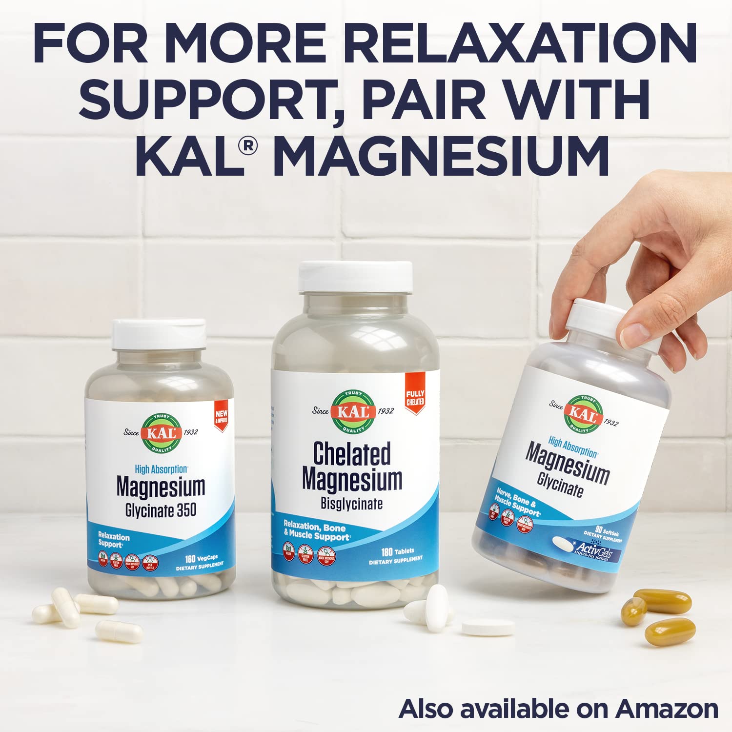 KAL Melatonin Supplement 3mg tablets on a table
