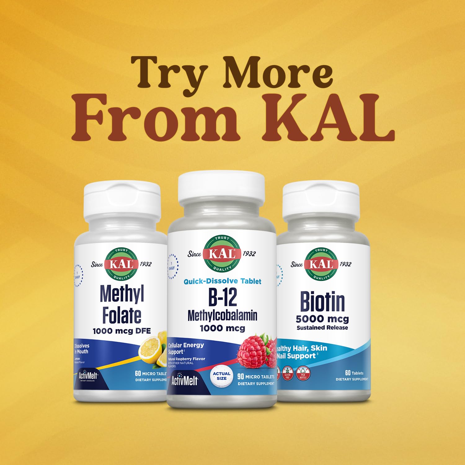KAL Methyl B12 ActivMelts 1000 mcg raspberry flavour with ingredients list