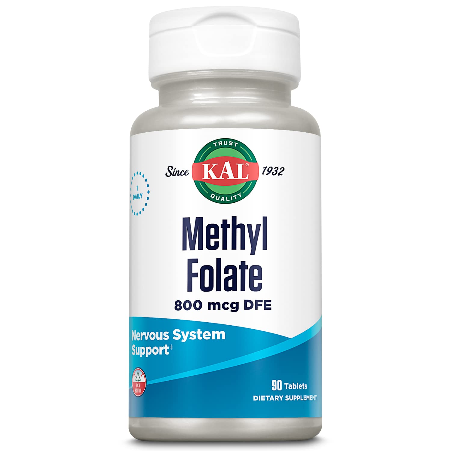 KAL Methylated Folate Supplement 90 Tablets front view