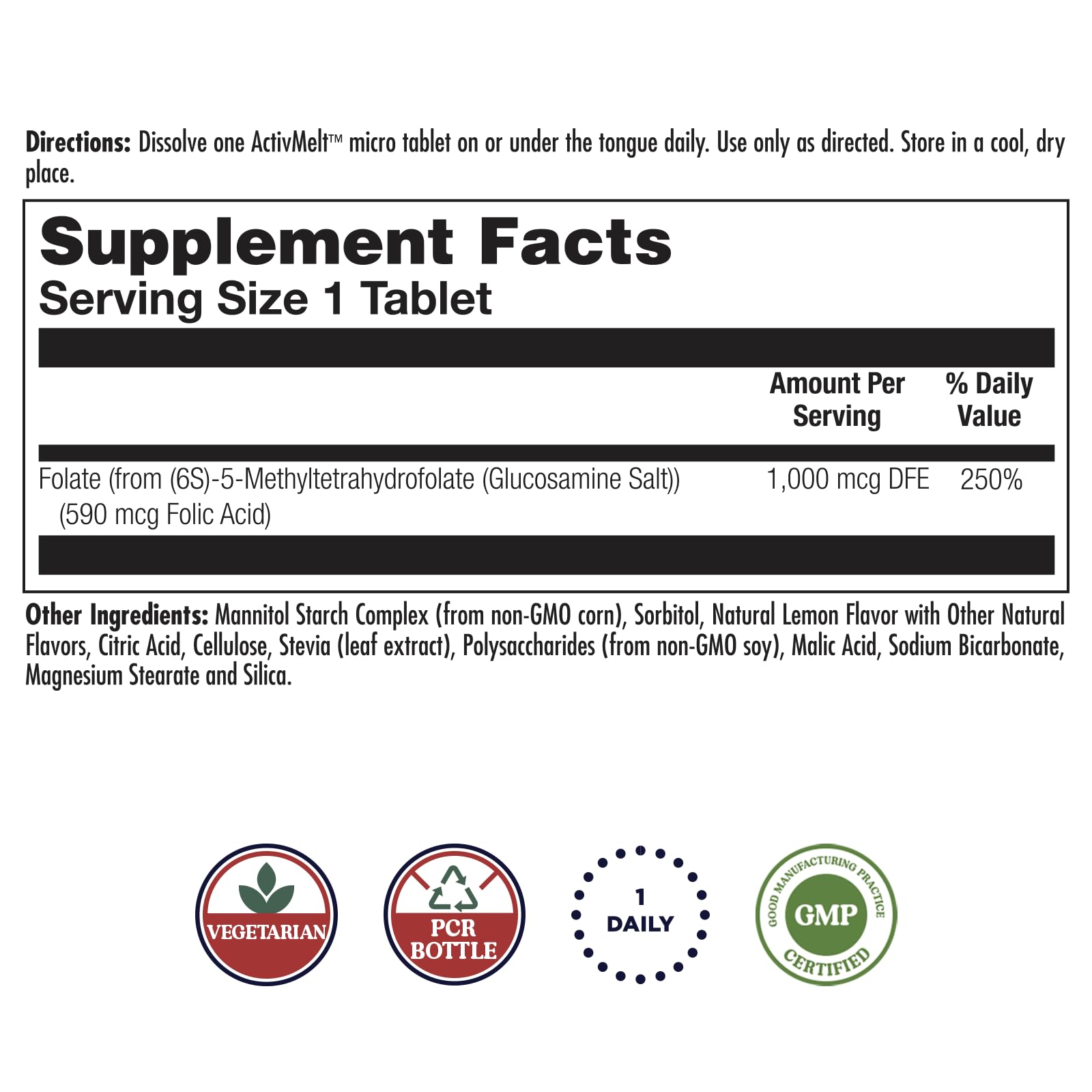 KAL Methylated Folate Supplement micro tablet close-up