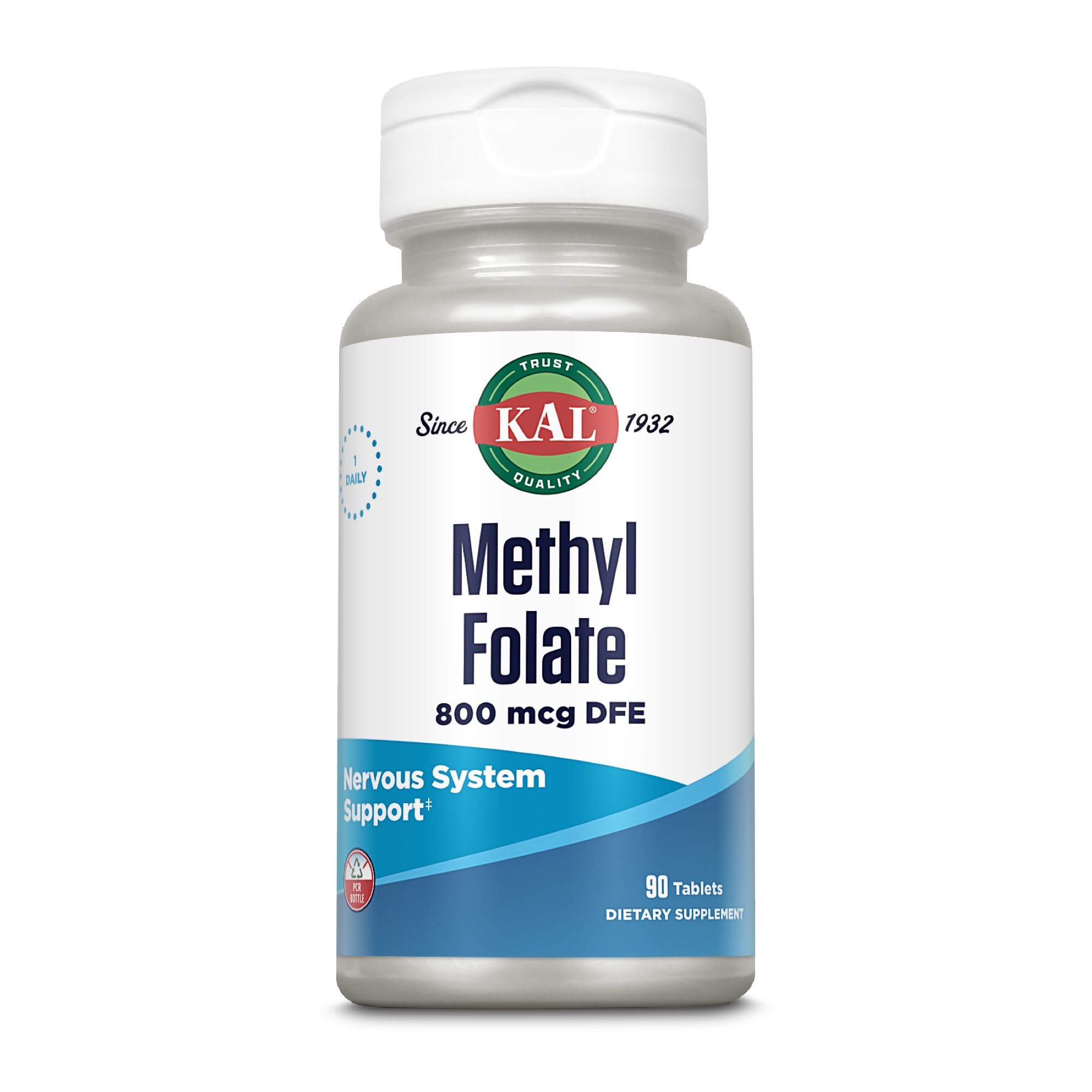 KAL Methylated Folate Supplement side view of the bottle