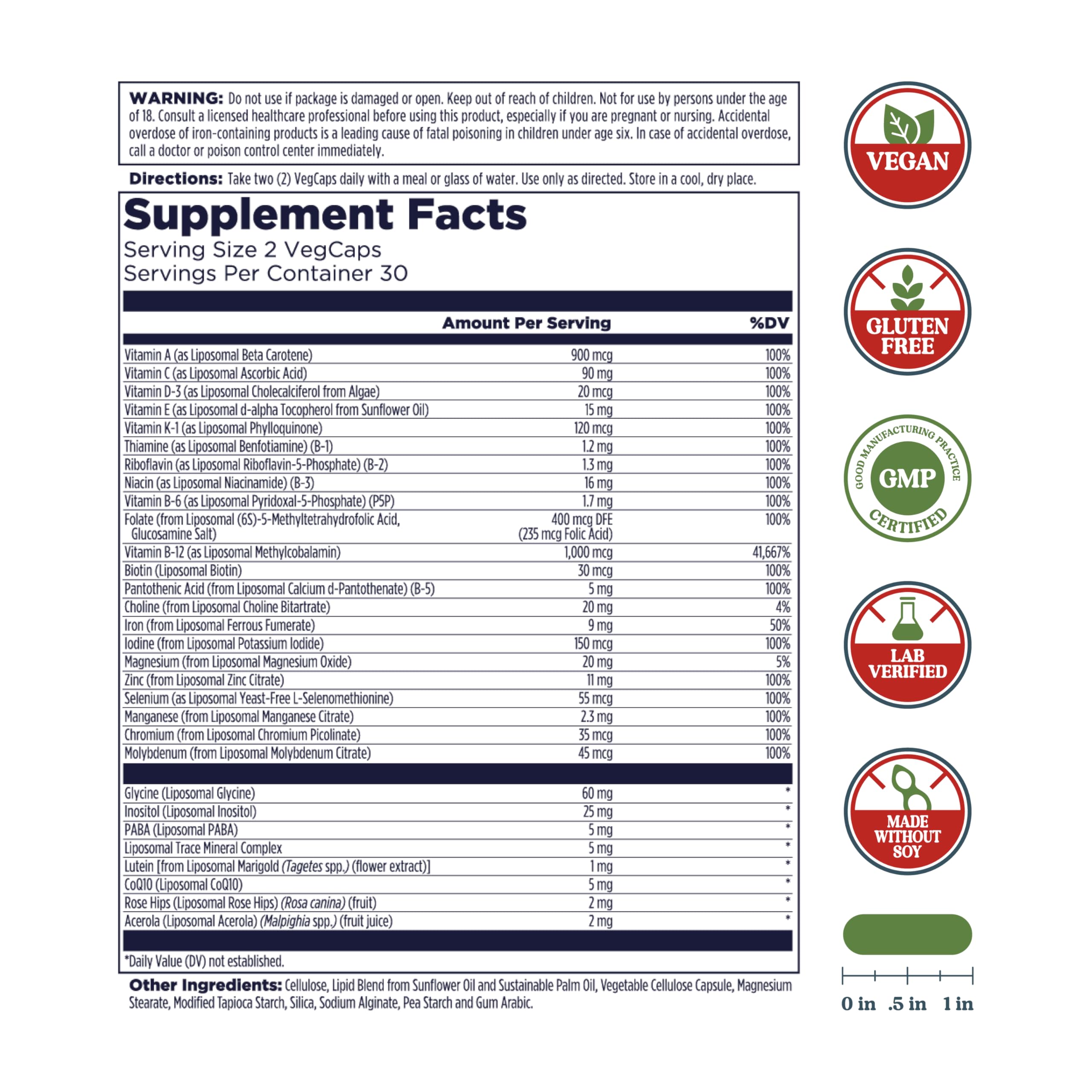 KAL Multivitamin 95g side view showing capsule