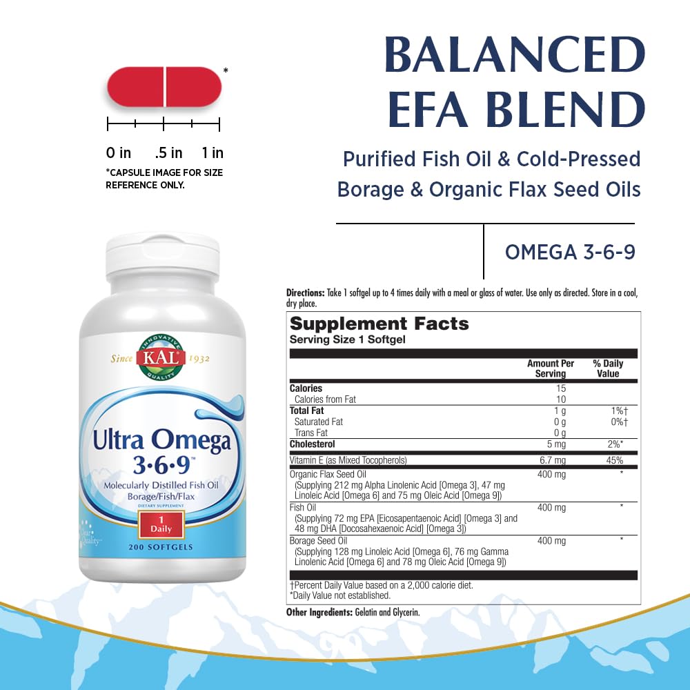 KAL Omega 3-6-9 Fish Oil 400g side view