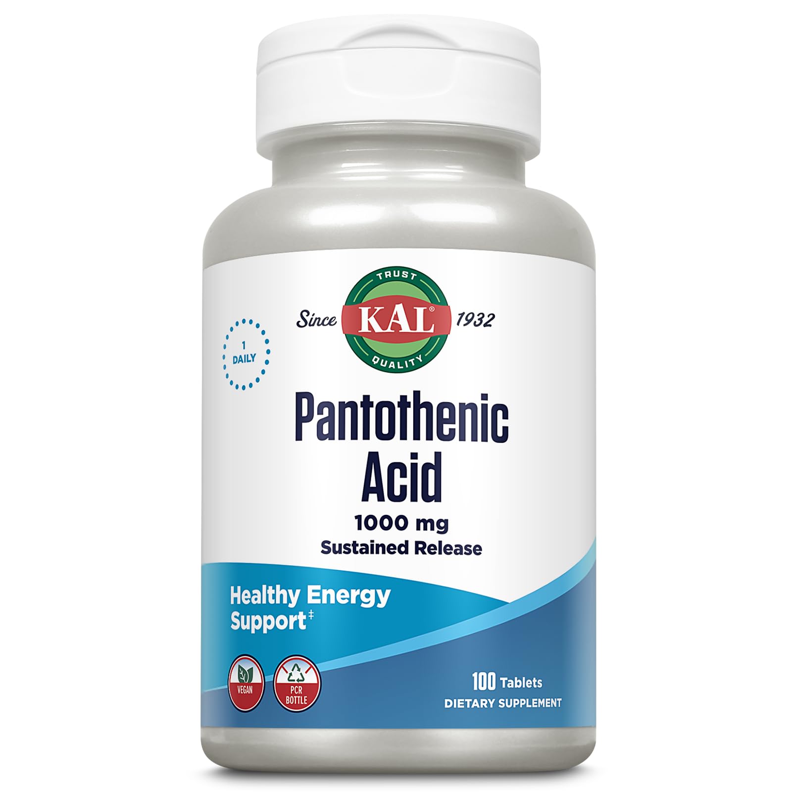 KAL Pantothenic Acid Supplement 1000mg front view