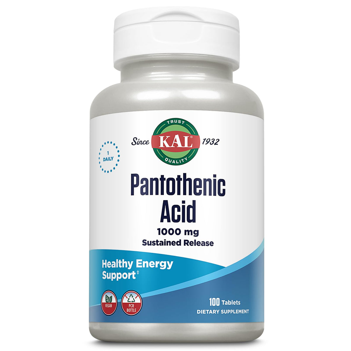 KAL Pantothenic Acid Supplement 1000mg front view