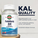 KAL Pantothenic Acid Supplement 1000mg tablet close-up