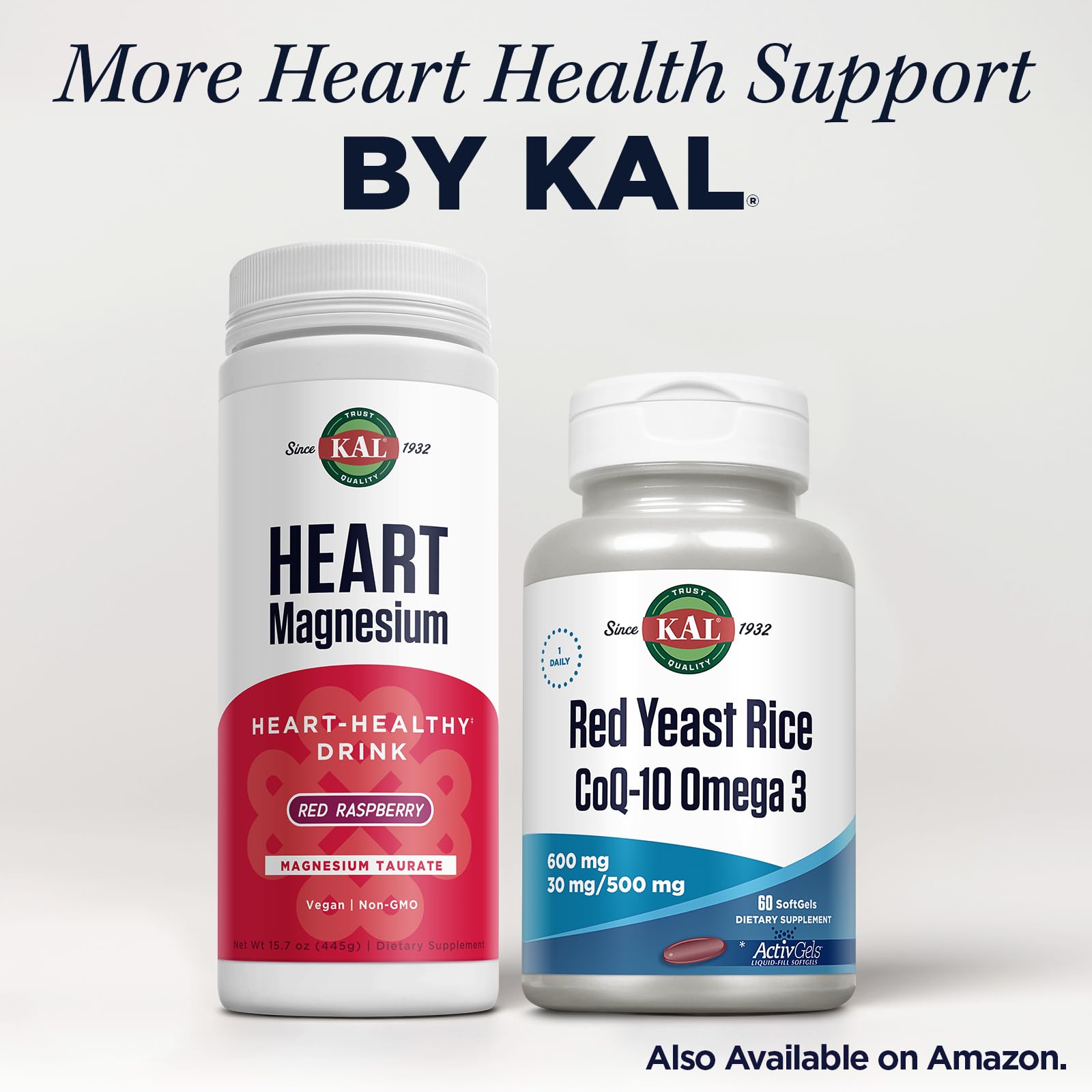 KAL Red Yeast Rice Supplement soft gels in a glass