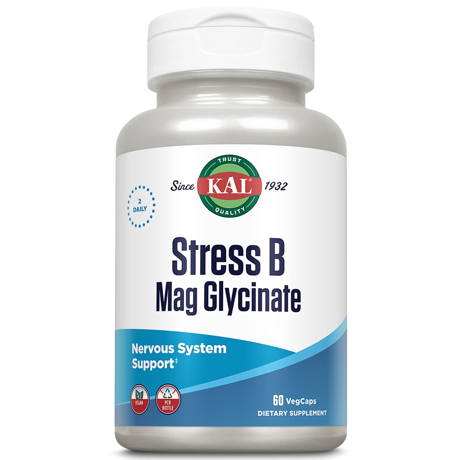 KAL Stress B Mag Glycinate B-Complex 200mg Magnesium Capsules packaging