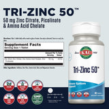 KAL Tri Zinc Supplement 50mg tablets close-up