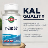 KAL Tri Zinc Supplement 50mg tablets in hand
