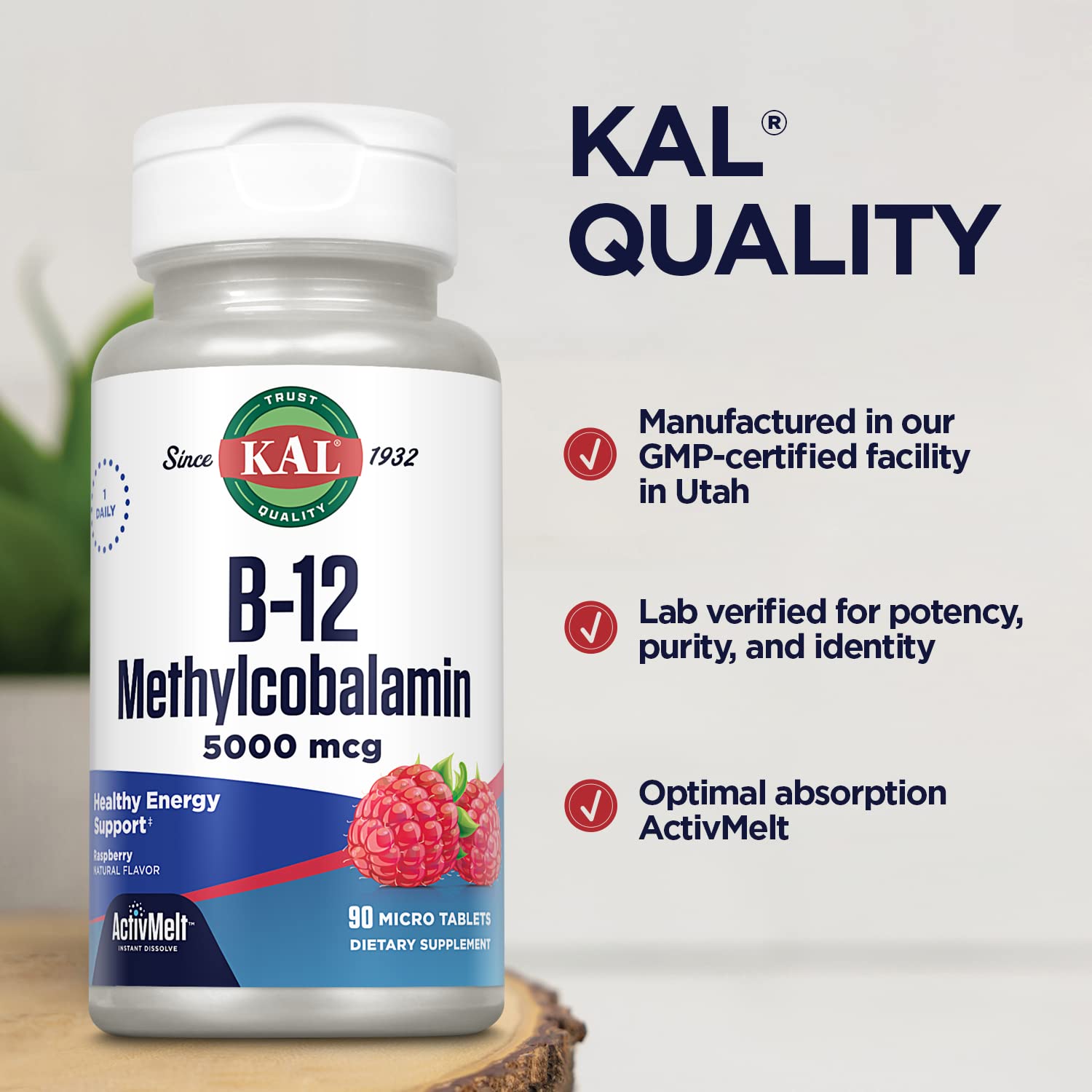 KAL Vitamin B-12 ActivMelt back of packaging