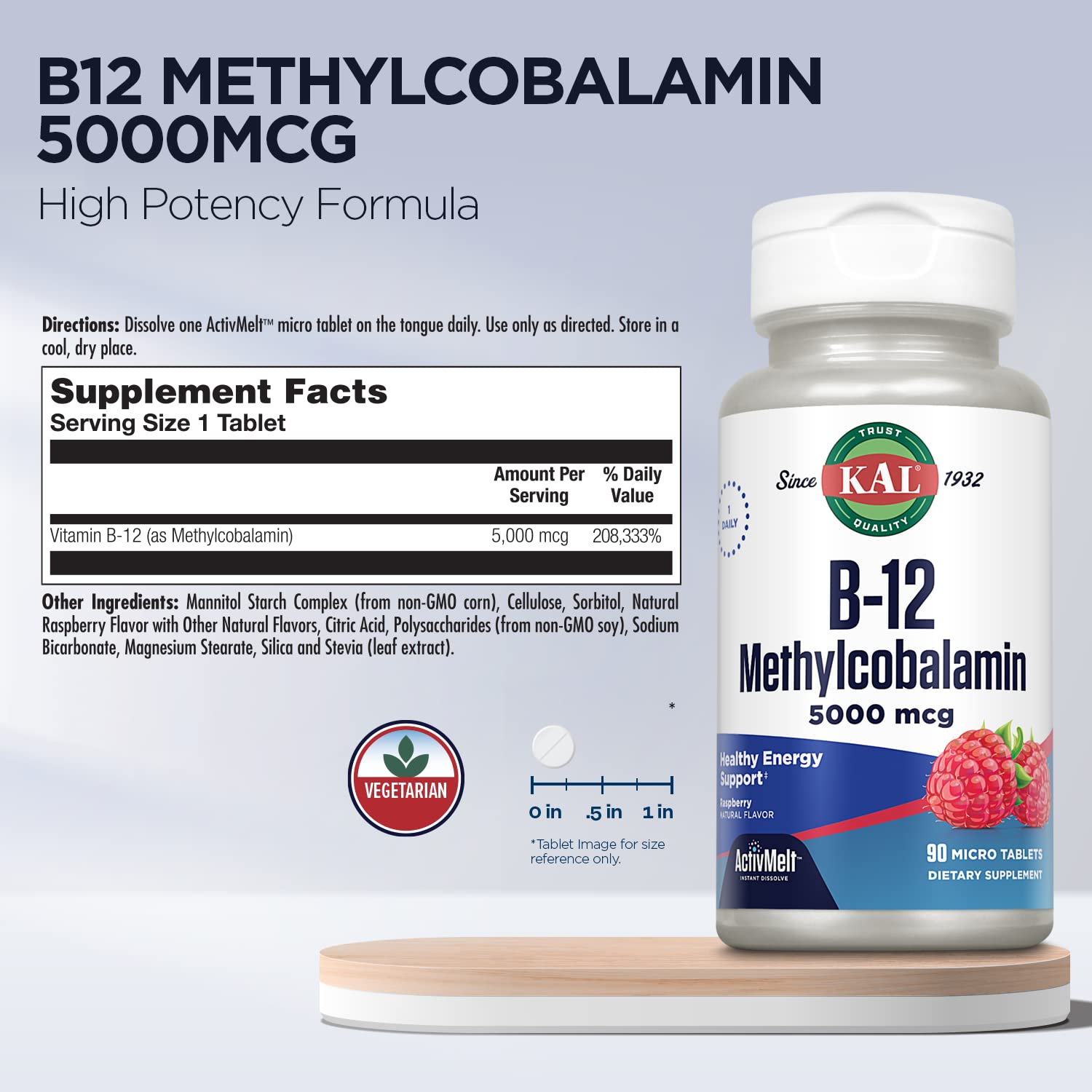 KAL Vitamin B-12 ActivMelt micro tablet close-up