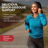 KAL Vitamin B-12 ActivMelt raspberry flavour tablet in hand