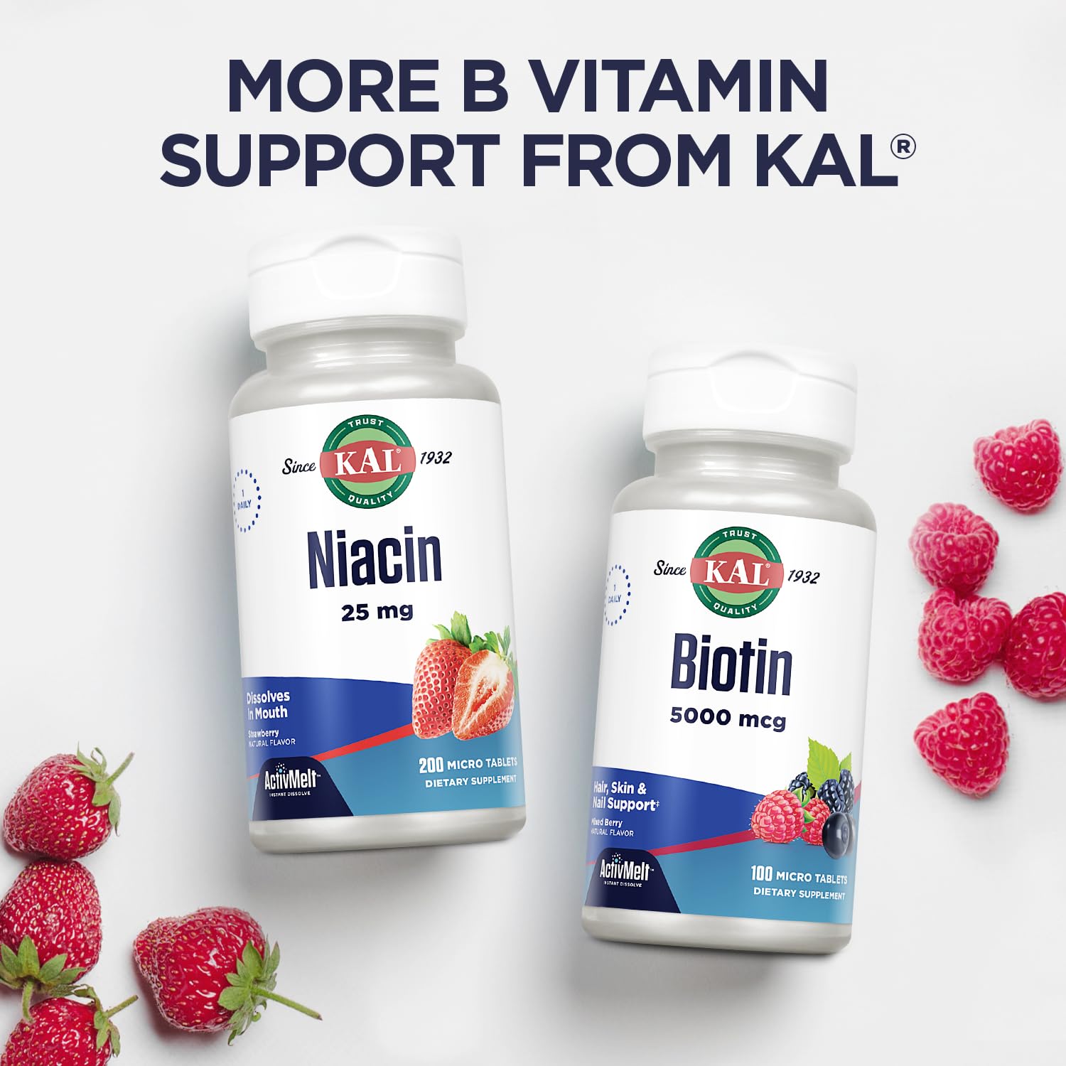KAL Vitamin B-12 ActivMelt with natural raspberry flavour