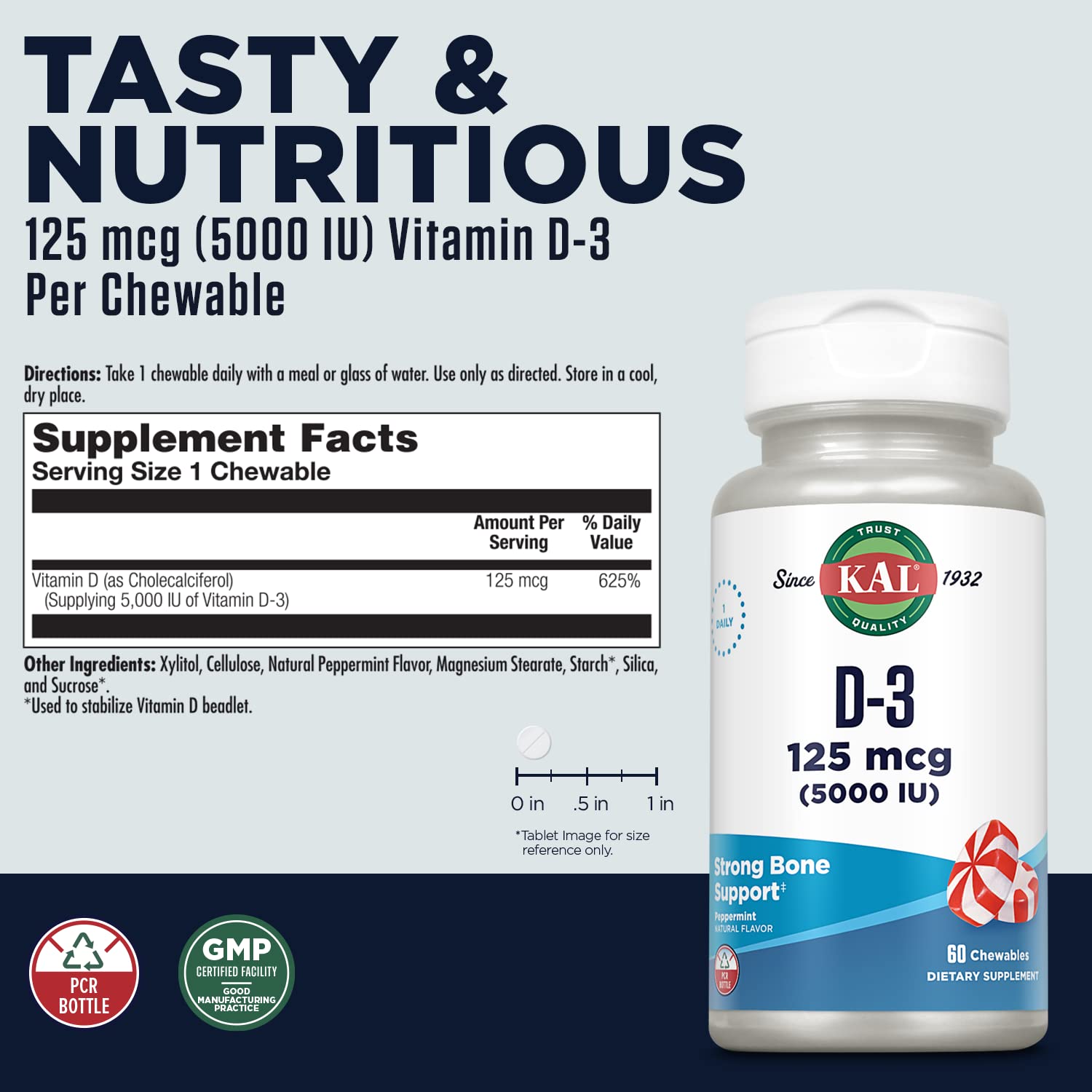 KAL Vitamin D-3 Chewables 125mcg ingredients list