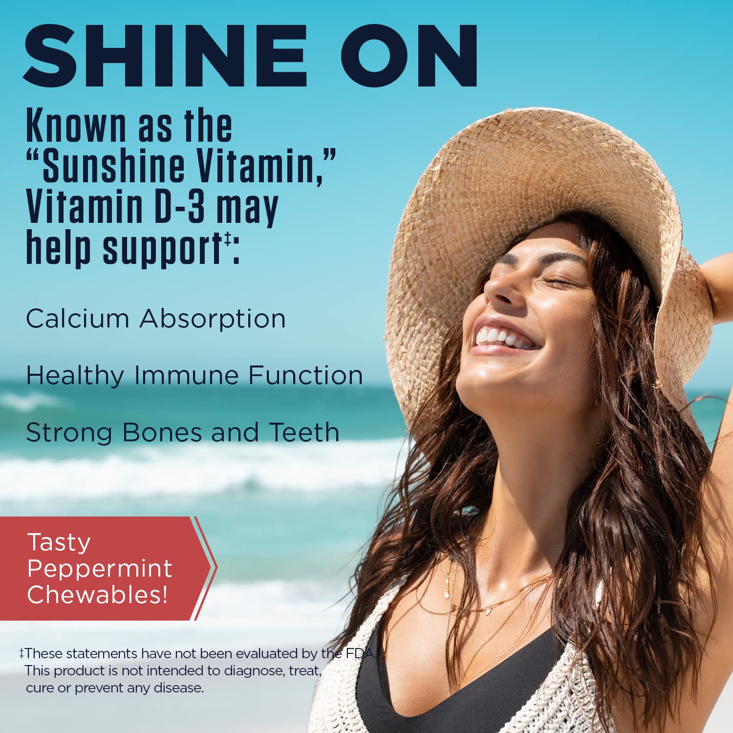 KAL Vitamin D-3 Chewables 125mcg peppermint chew close-up