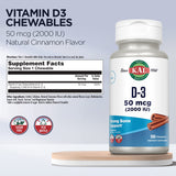 KAL Vitamin D Chewable Tablets 51g with a cinnamon stick