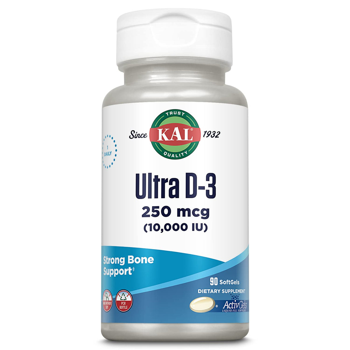 KAL Vitamin D3 10,000 IU Softgels front view