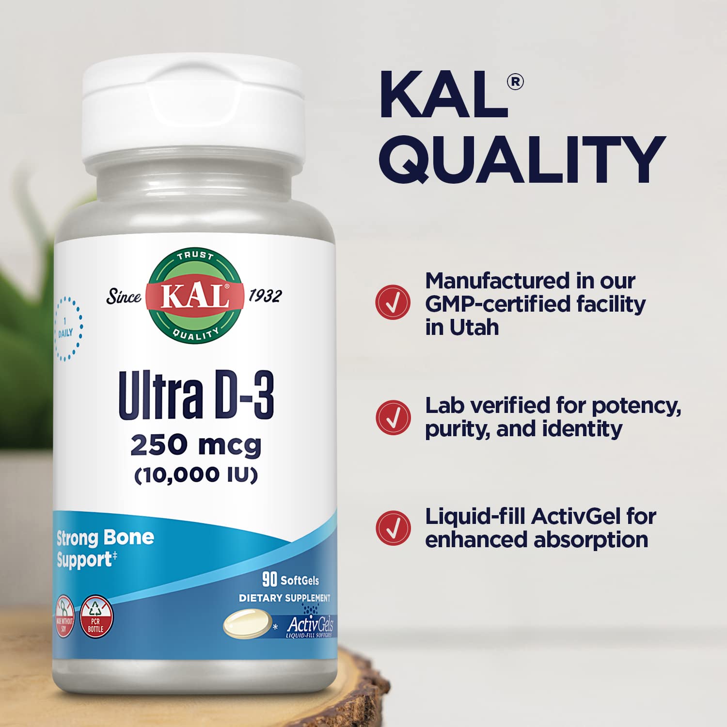 KAL Vitamin D3 Softgels with measuring spoon