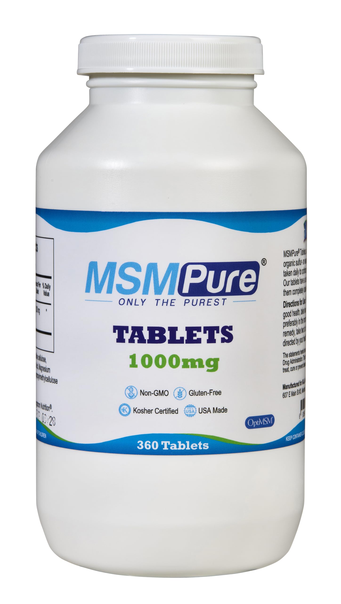 KALA HEALTH MSMPure MSM Tablets 454g front view