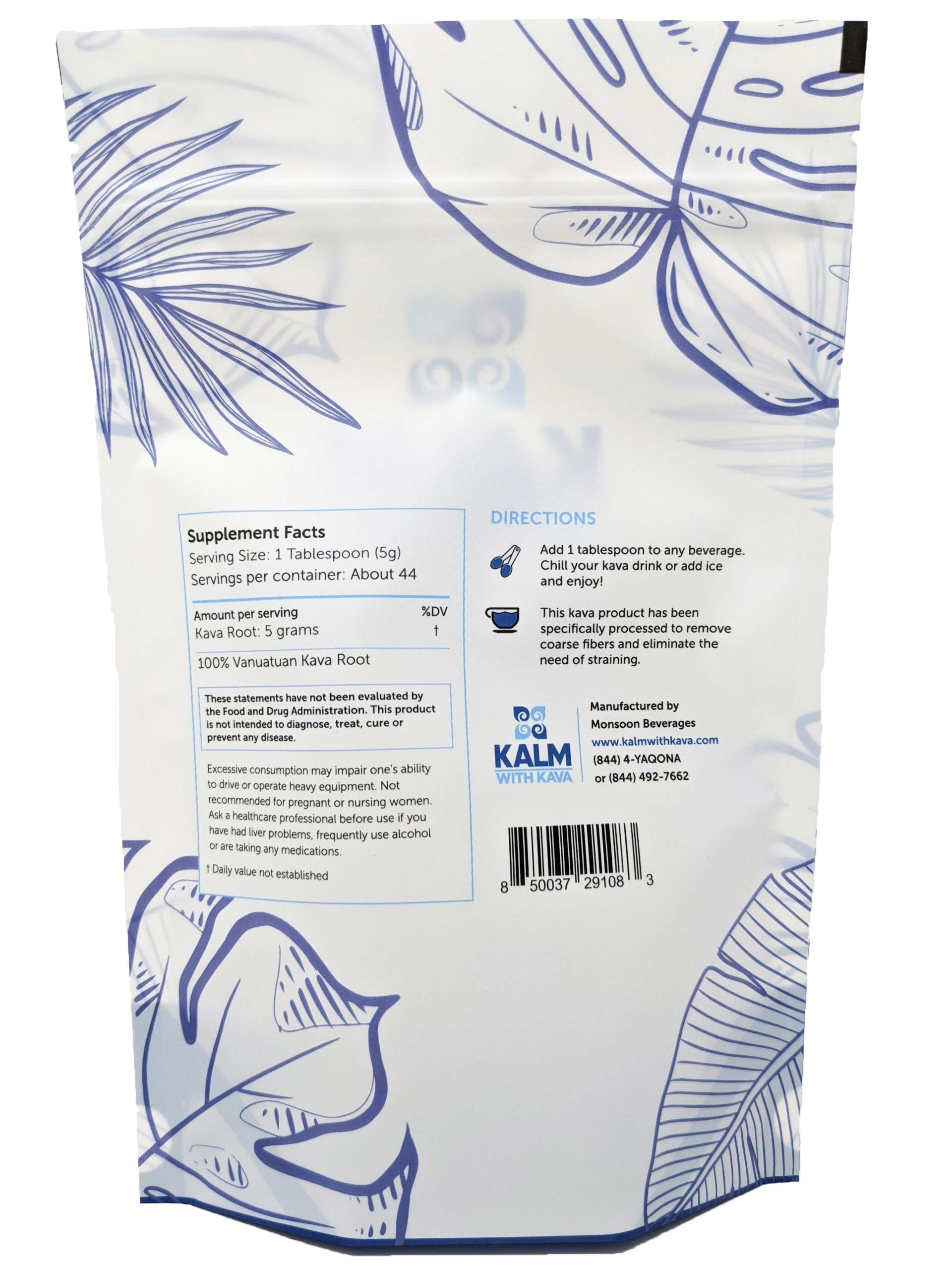 KALM Kava Kava Powder 124g with a spoonful of powder