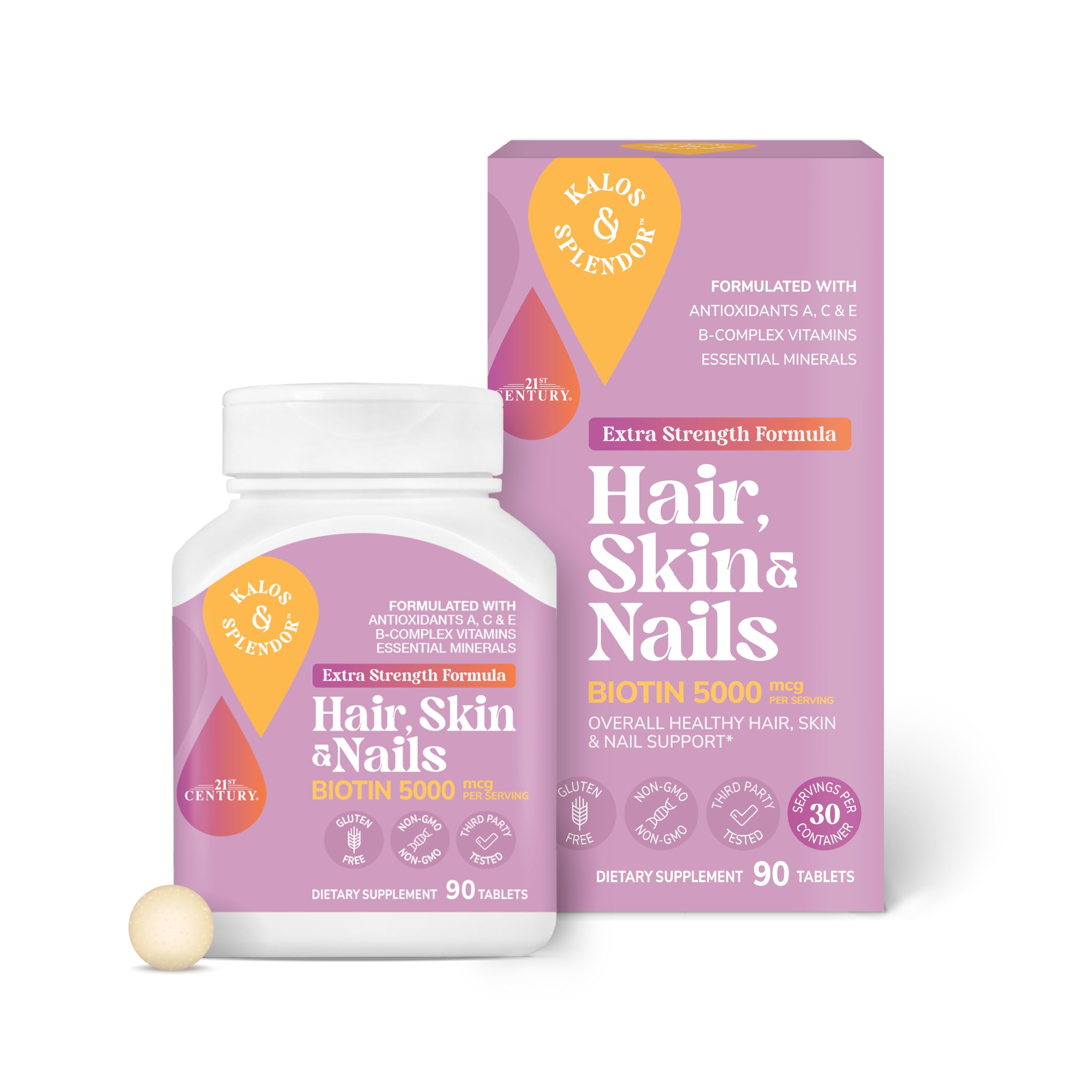 Kalos and Splendor Hair, Skin & Nails Extra Strength front view