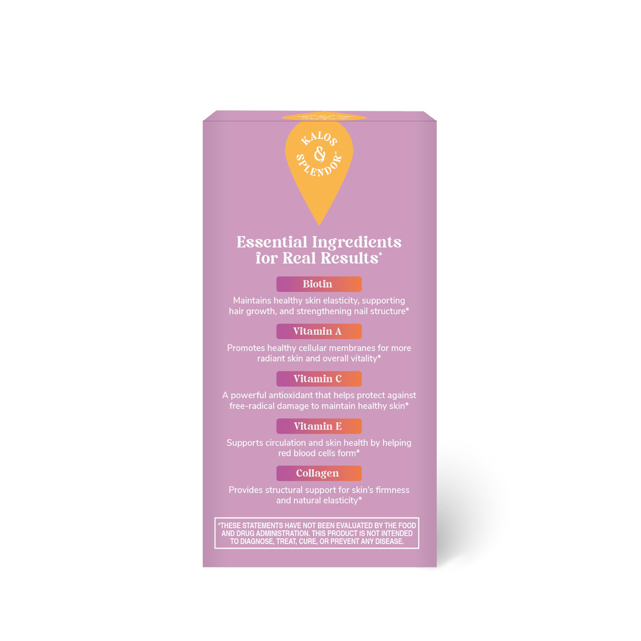 Kalos and Splendor Hair, Skin & Nails Extra Strength in a health setting