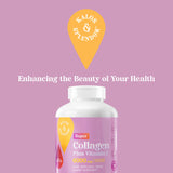 Kalos and Splendor Super Collagen Plus Vitamin C capsules on a wooden table