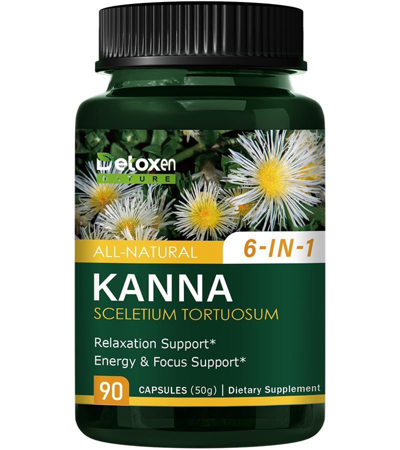 Kanna 6-in-1 Herbal Supplement Capsules bottle front view