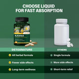 Kanna 6-in-1 Herbal Supplement Capsules on a wooden table