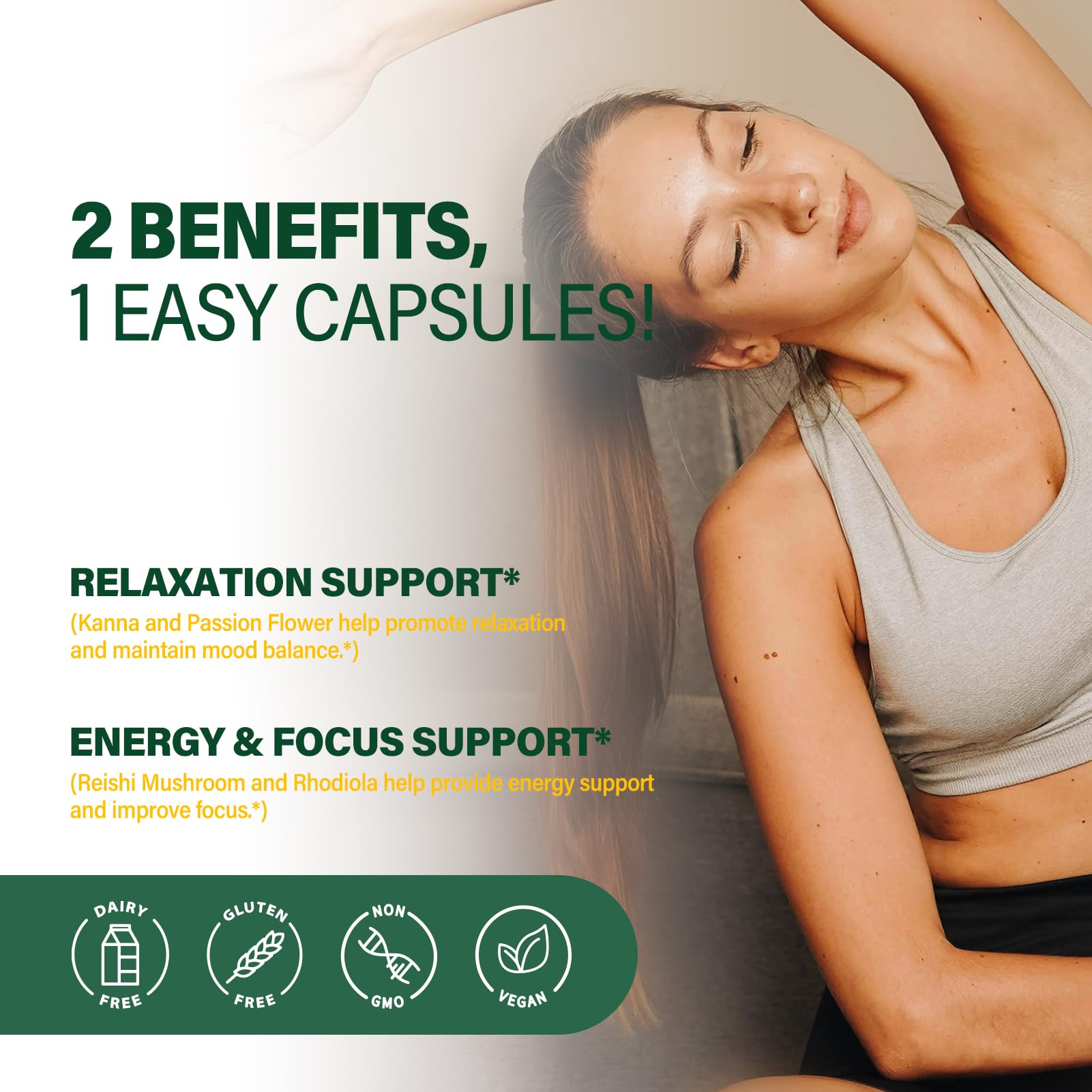 Kanna 6-in-1 Herbal Supplement Capsules side view