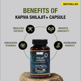 Kapiva Shilajit capsules with natural background