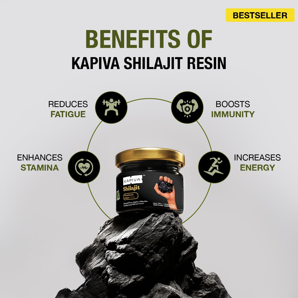 Kapiva Shilajit Resin 150g in a lifestyle setting