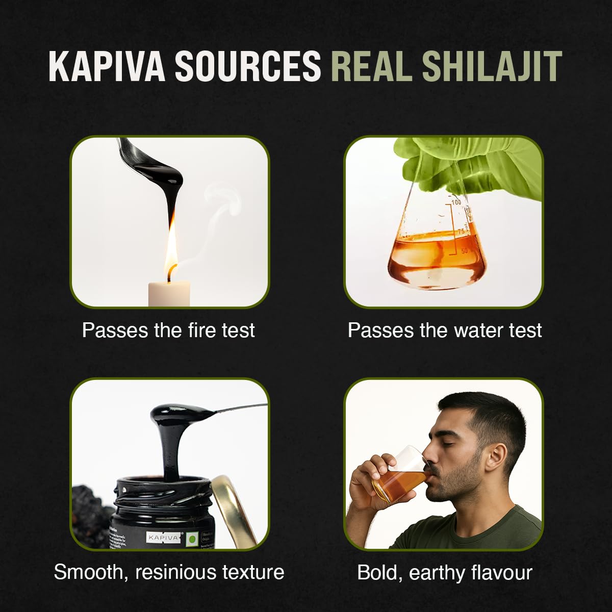 Kapiva Shilajit Resin 150g on a wooden surface