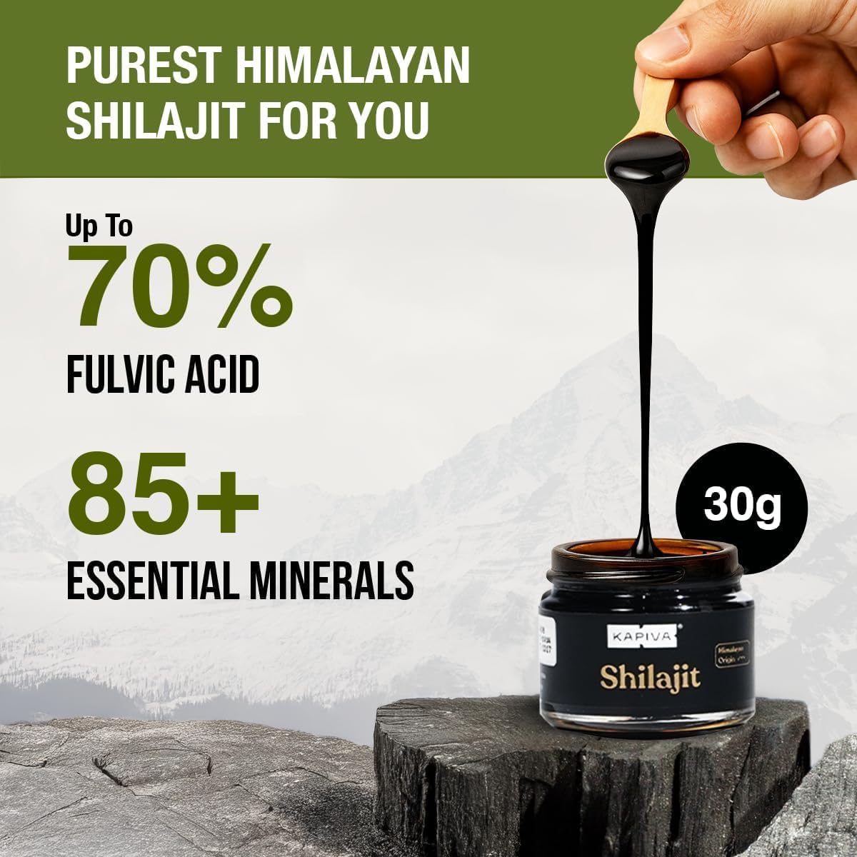 Kapiva Shilajit Resin 150g side view showing label details