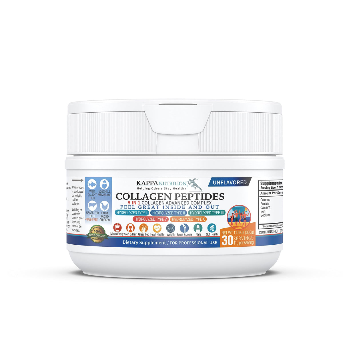 KAPPA NUTRITION Collagen Peptides 5 in 1 Multi-Collagen Complex 431g front view