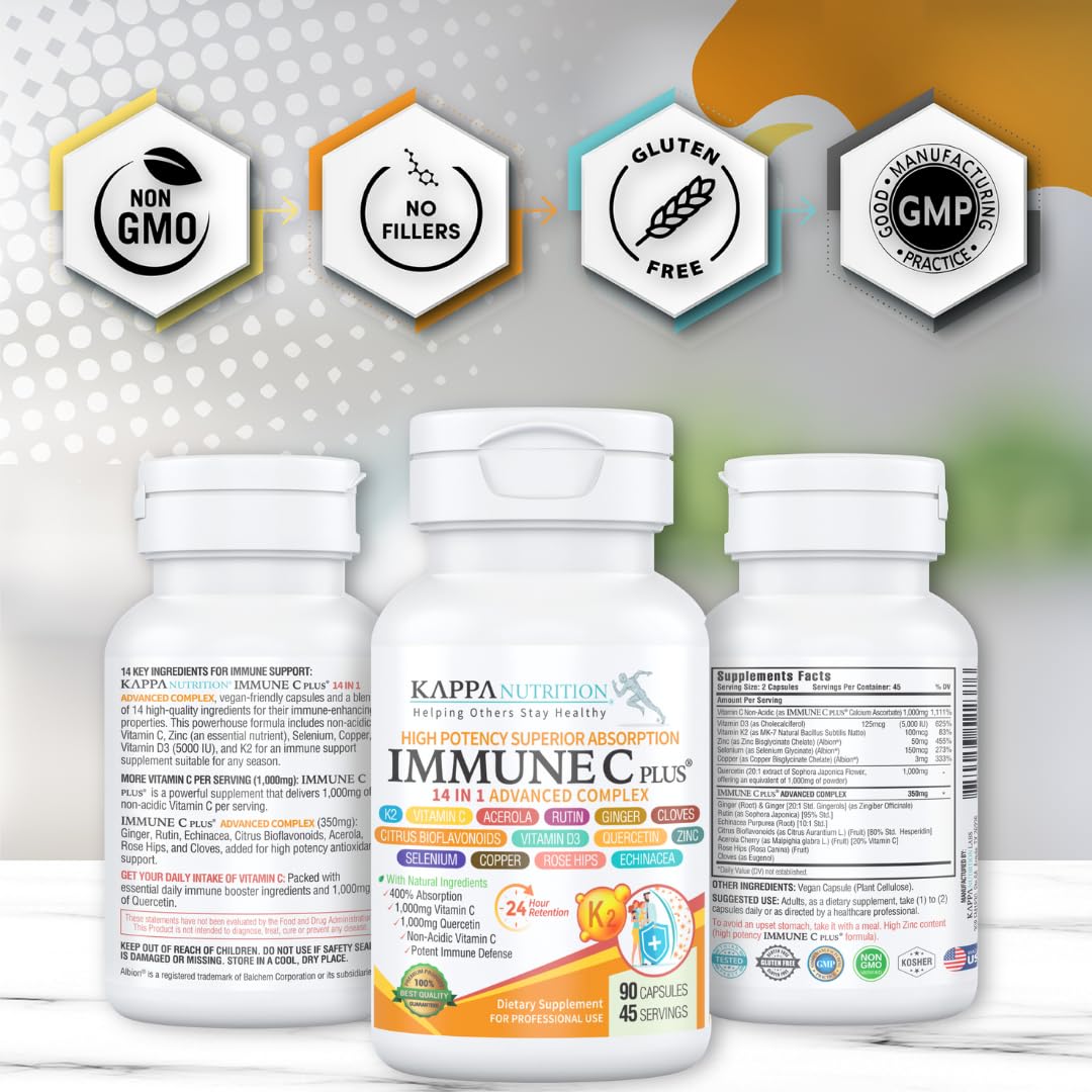 KAPPA NUTRITION daily wellness C 14 in 1 Advanced Complex Capsules on a wooden table